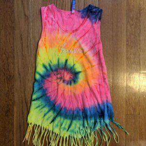 Jamaica Fringe Tye Tie Dye Dress Toddler 3t -4t rainbow swirl tropical vacation
